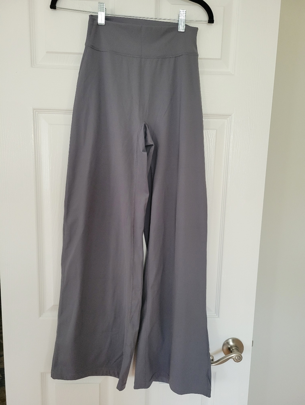 OQQ Womens Size Medium Wide-Leg High-Waist Knit Pants - Gray